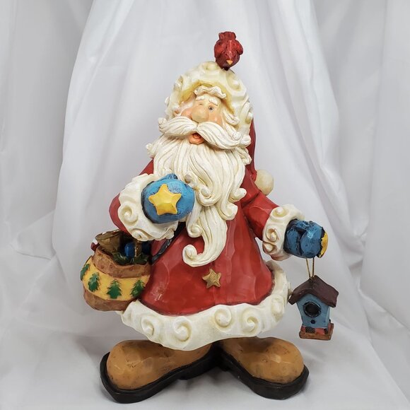 VTG Santa Claus Figurine With Cardinal 11.5" Tall Christmas Holiday Decor - Picture 13 of 13